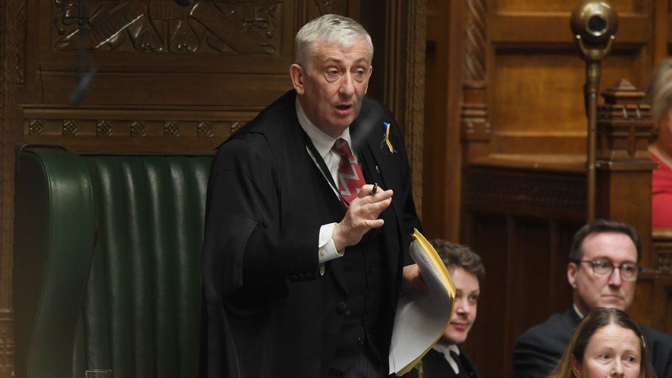 Sir Lindsay Hoyle seen in the Speaker's chair in the House of Commons
