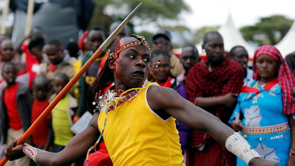 jama Tipis, a Maasai moran from Rombo Manyatta, competes in the 2016 Maasai Olympics at the Sidai Oleng Wildlife Sanctuary, at the base of Mt. Kilimanjaro, near the Kenya-Tanzania border in Kimana, Kajiado, Kenya December 10, 2016.