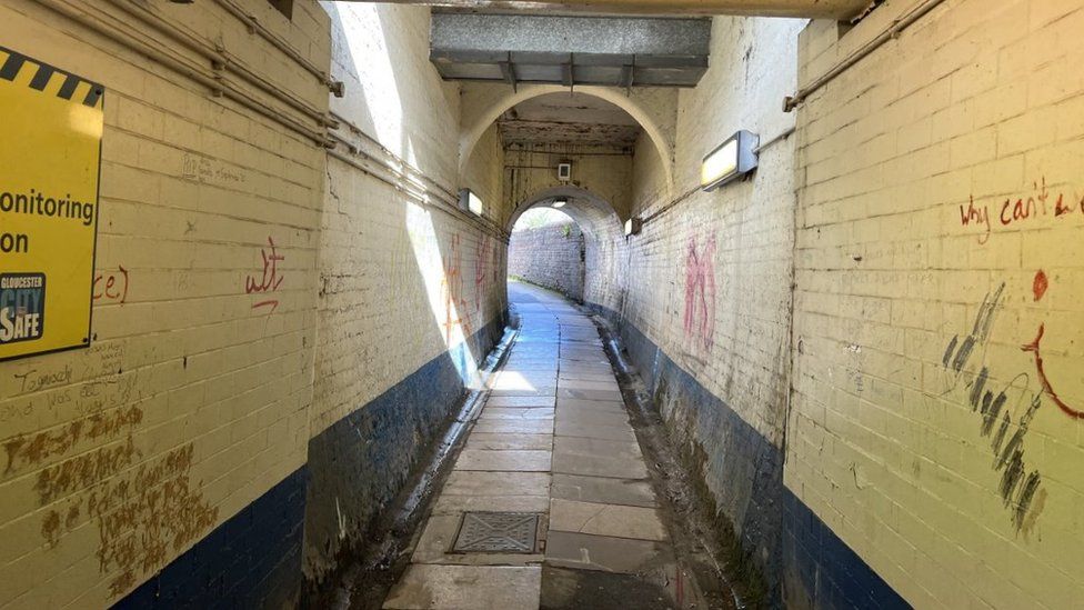 The underpass at Gloucester railway station