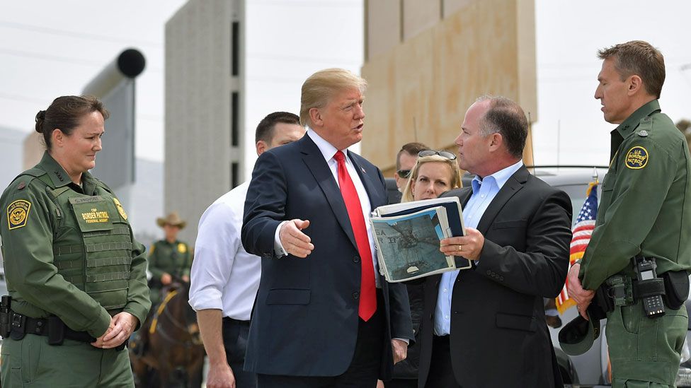 President Trump sees wall prototypes