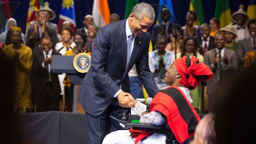 Grace Jerry shaking President Obama's hand