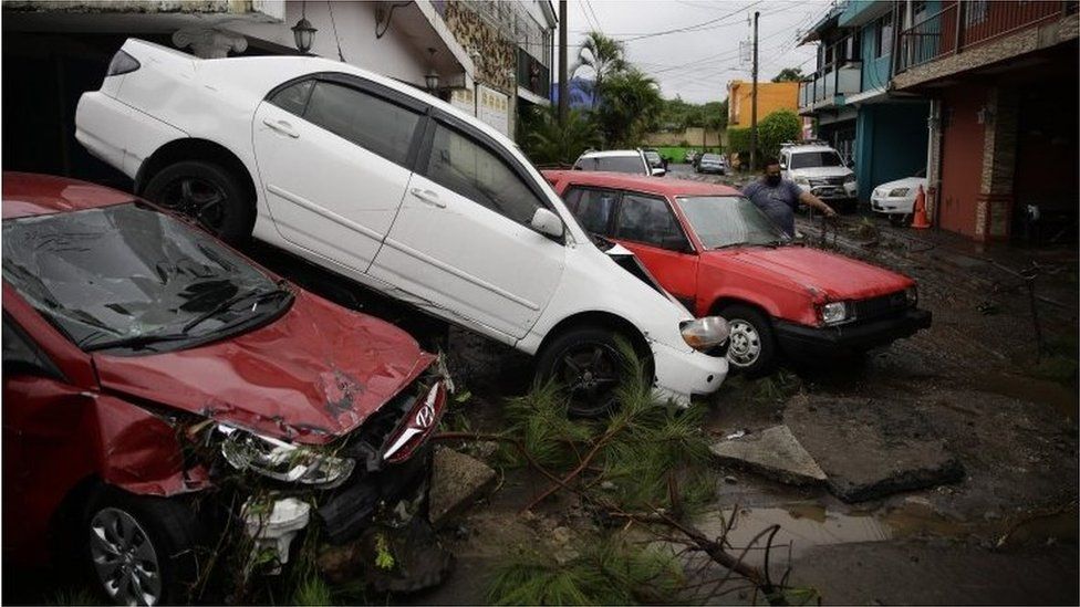 View of the damage caused by tropical storm Amanda, in San Salvador, El Salvador, 31 May 2020.