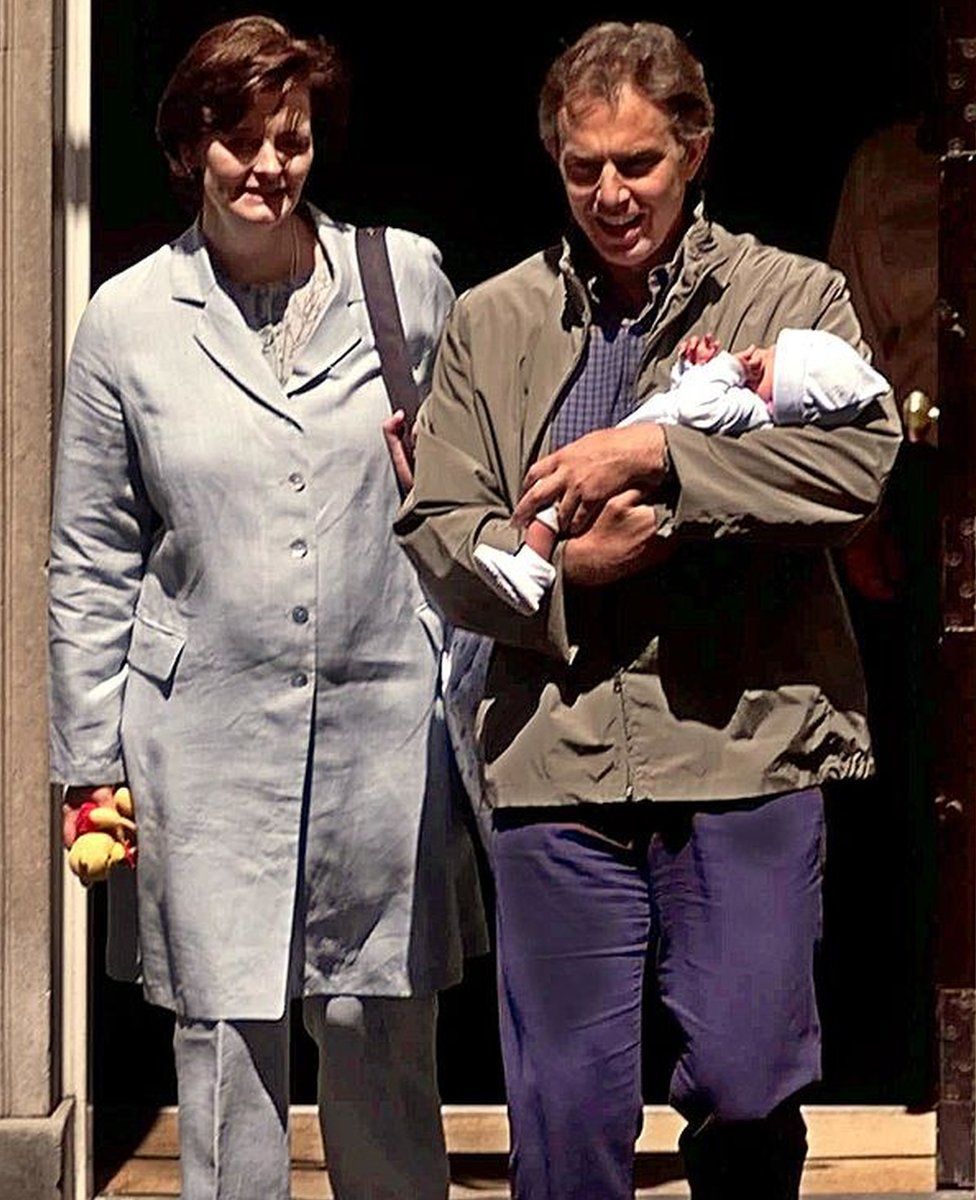 Cherie and Tony Blair with baby Leo