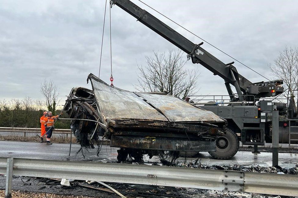 Lorry fire on M11