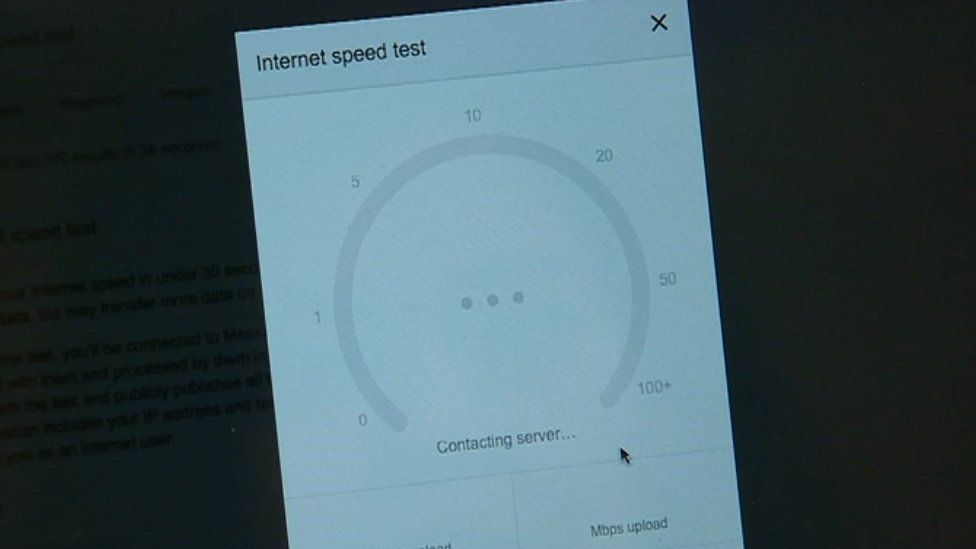 An internet speed test on a laptop