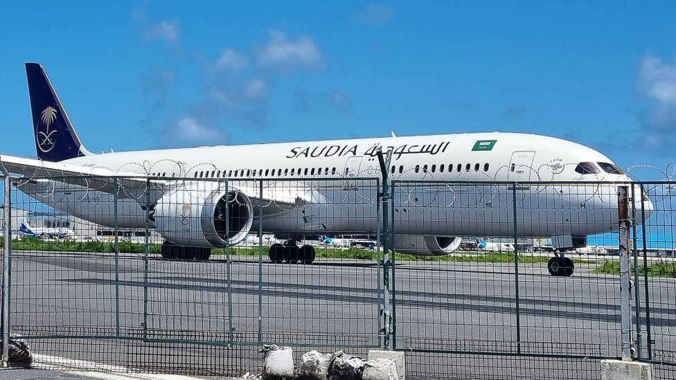 A Saudia airline Boeing 787 Dreamliner bound for Singapore and carrying Sri Lanka's fleeing president Gotabaya Rajapaksa