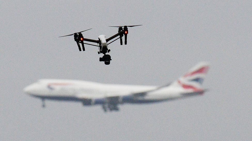 A drone and a BA plane