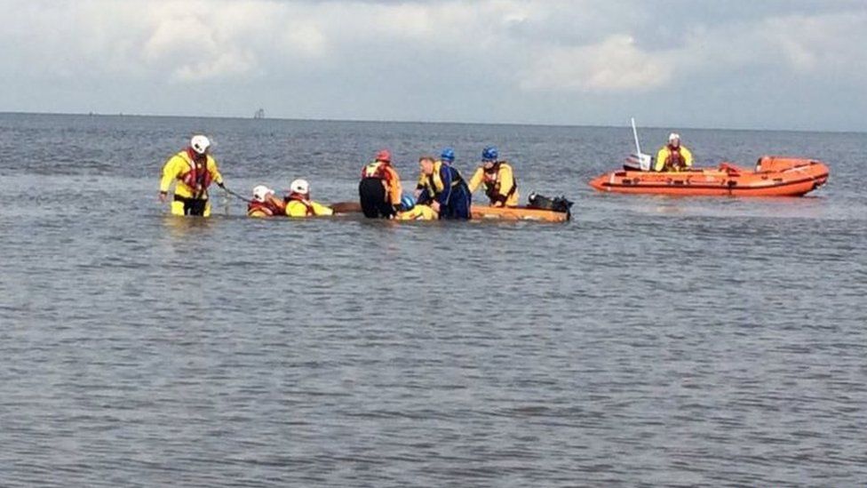 Horses rescued from drowning in Knott End, Lancashire BBC News