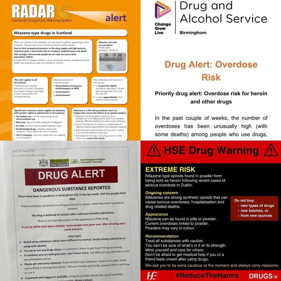 A composite image of health warnings
