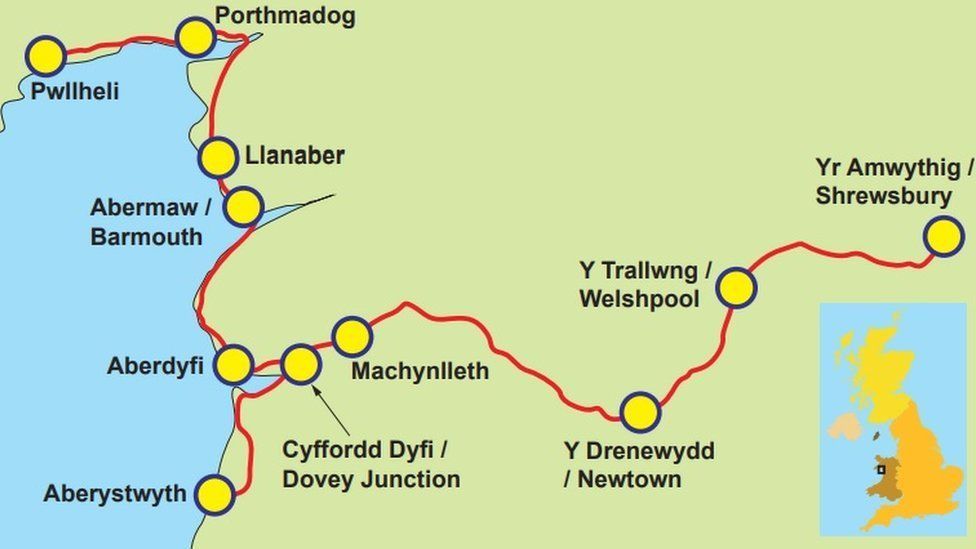 Map o'r rwydwaith