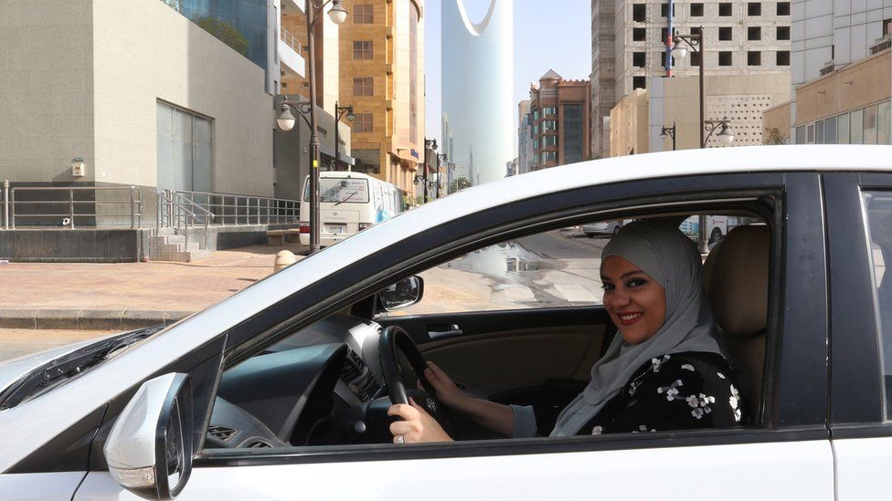 A woman in Saudi Arabia driving