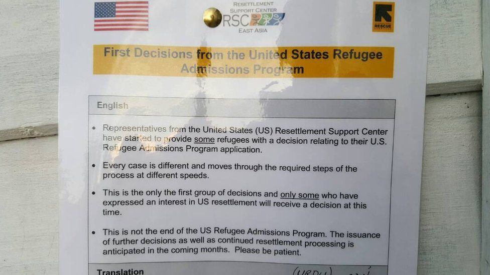A notice from US authorities in a detention centre