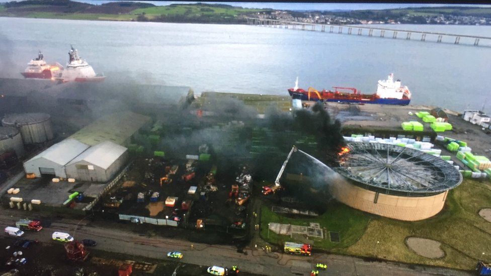 Fire breaks out at building on Dundee docks BBC News