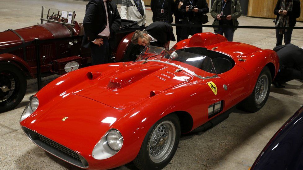 1957 Ferrari 335 Sport Scaglietti model on display at the Paris Retromobile fair in Paris, France, February 5, 2016