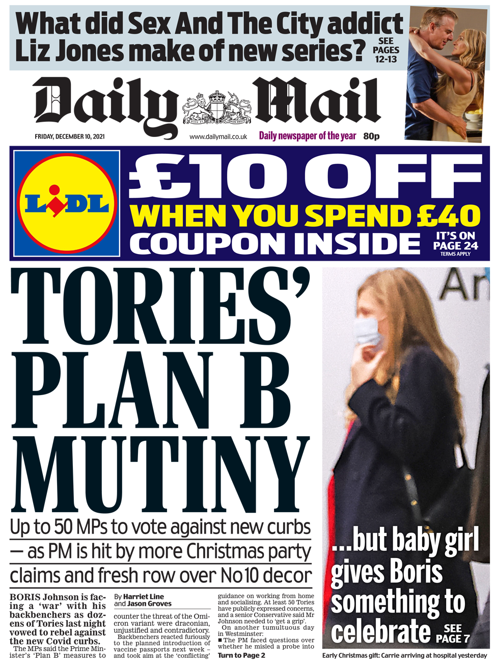 Front page of the Daily Mail