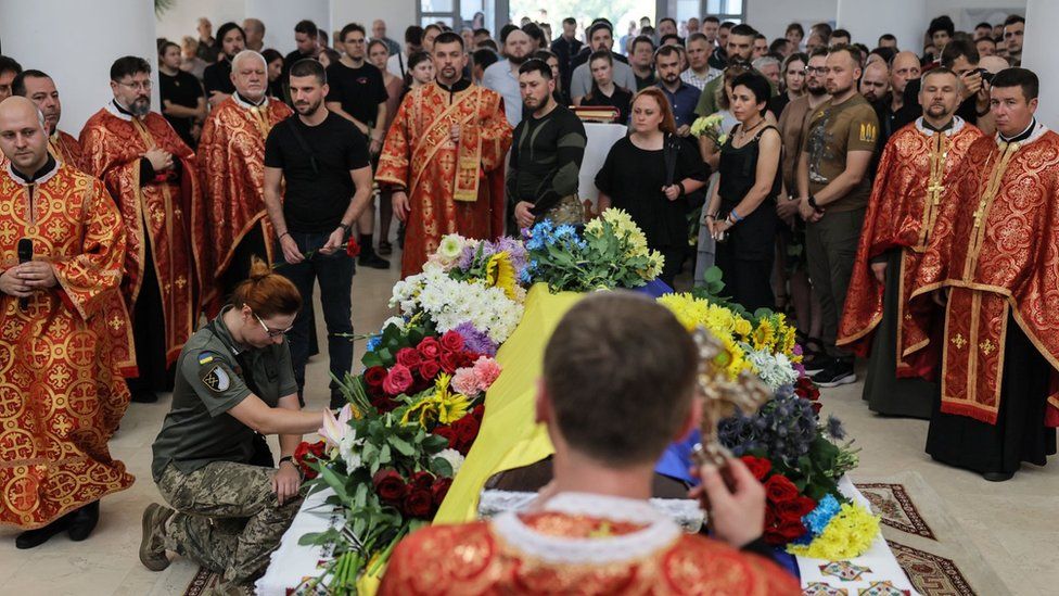 Andrii Pilshchykov funeral service in Kyiv, Ukraine. Photo: 29 August 2023