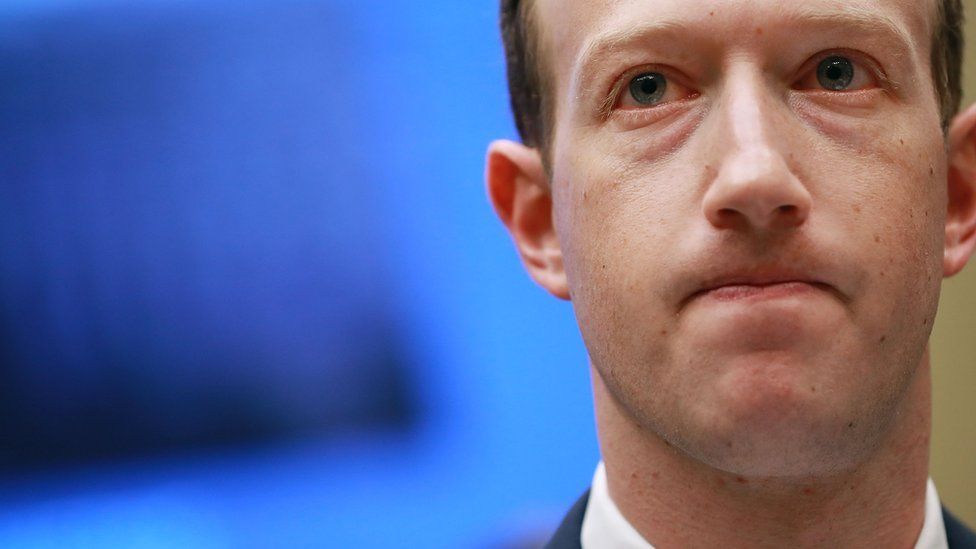 Facebook CEO Mark Zuckerberg testifying before congress in America