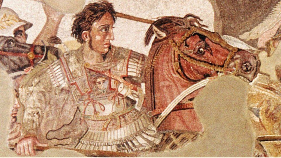 A mosaic from Naples depicting Alexander the Great in battle
