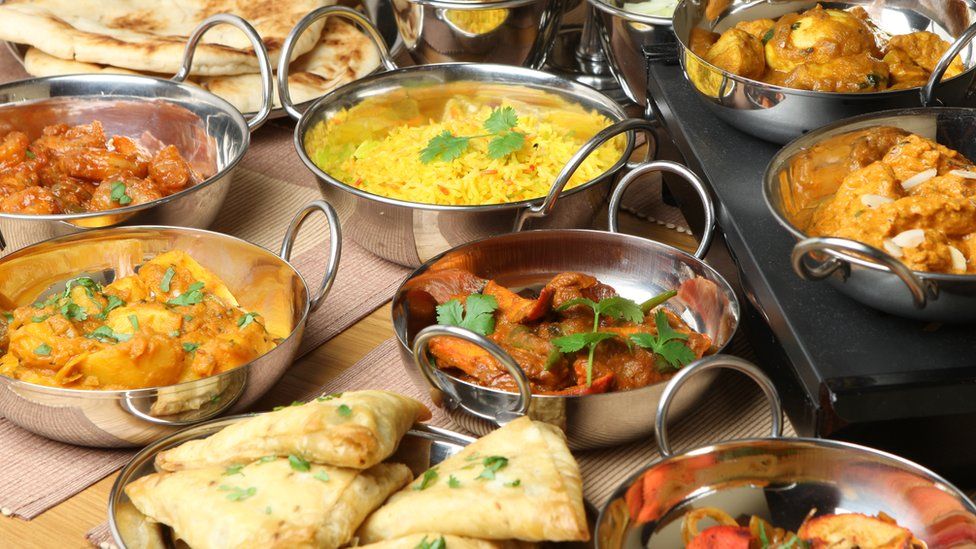 Platters of Indian food