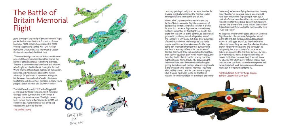 Jack's illustrations of the planes in the Battle of Britain Memorial Flight