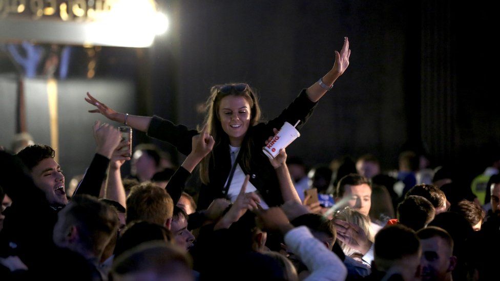 Fans rejoicing after England's 4-0 win against Ukraine