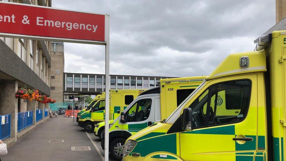 Ambulances outside Addenbrookes Hospital