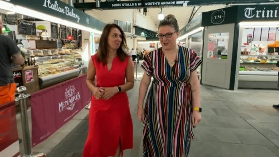 BBC Look North's Leanne Brown, left, chats with Hull City Council's head of culture Kath Wynne-Hague