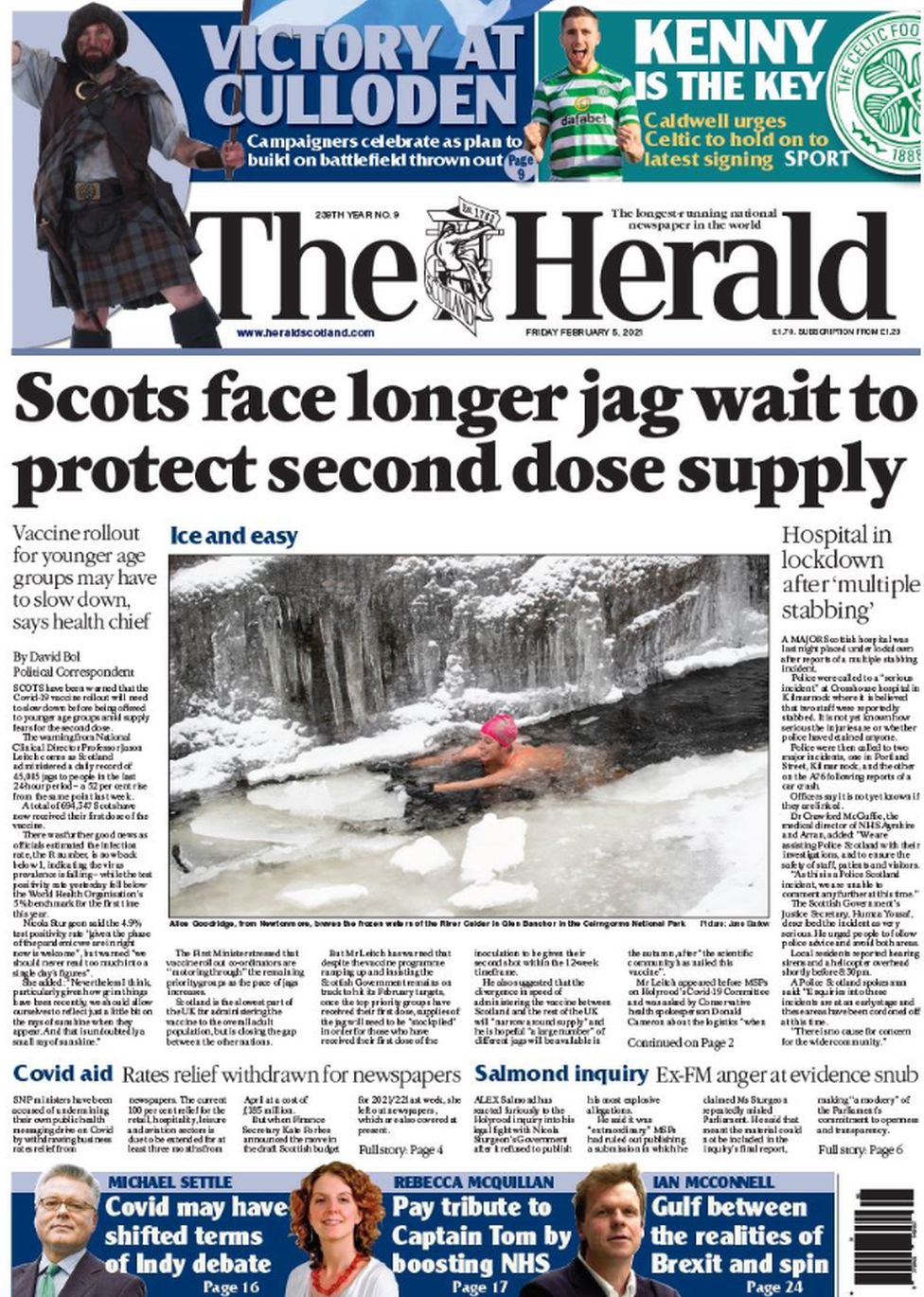 Scotland S Papers Vaccine Rollout And Hospital Locked Down c News