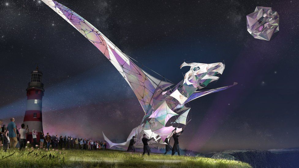 Giant dragon puppet to fly off Plymouth after postponement BBC News