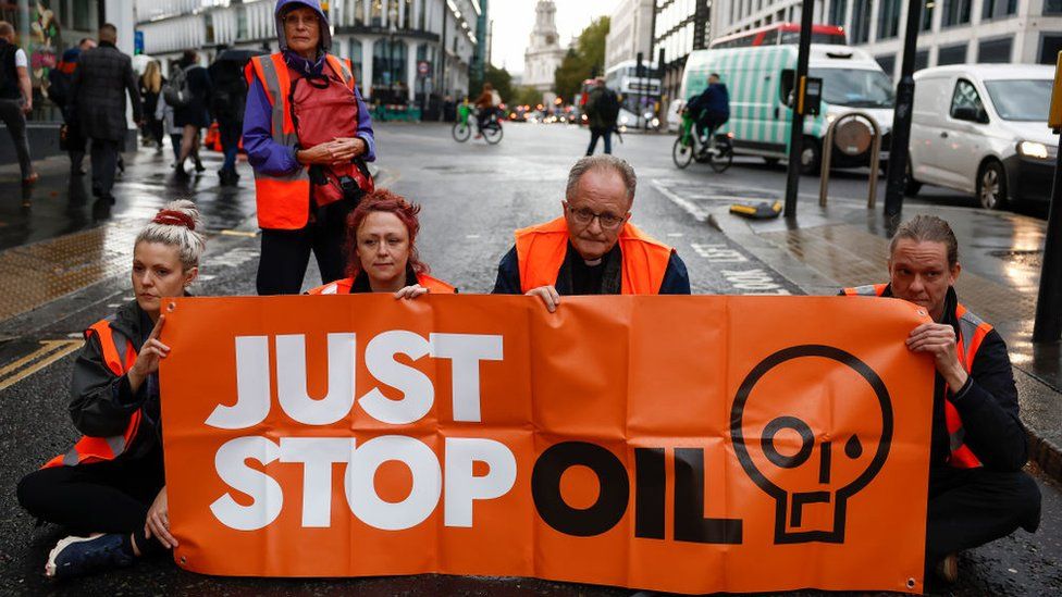 Just Stop Oil protesters block a road in London last year