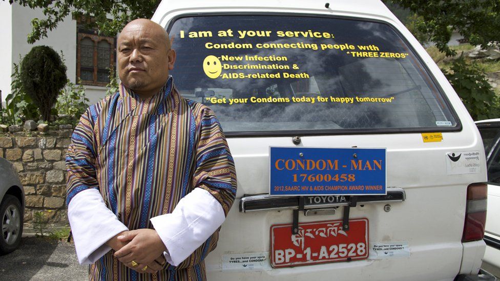 The condom man's famous van - he will deliver condoms at any time of the night