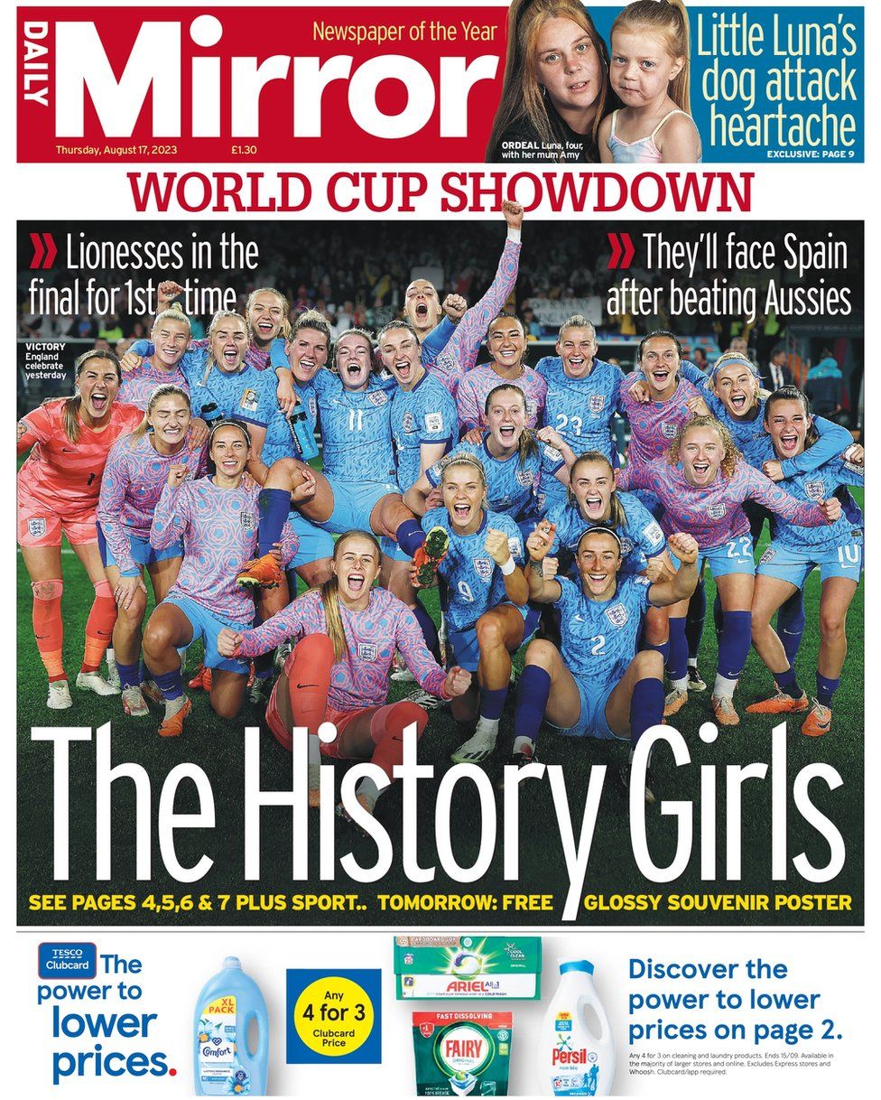 Lionesses Special in the Daily Mirror for the Women's Football