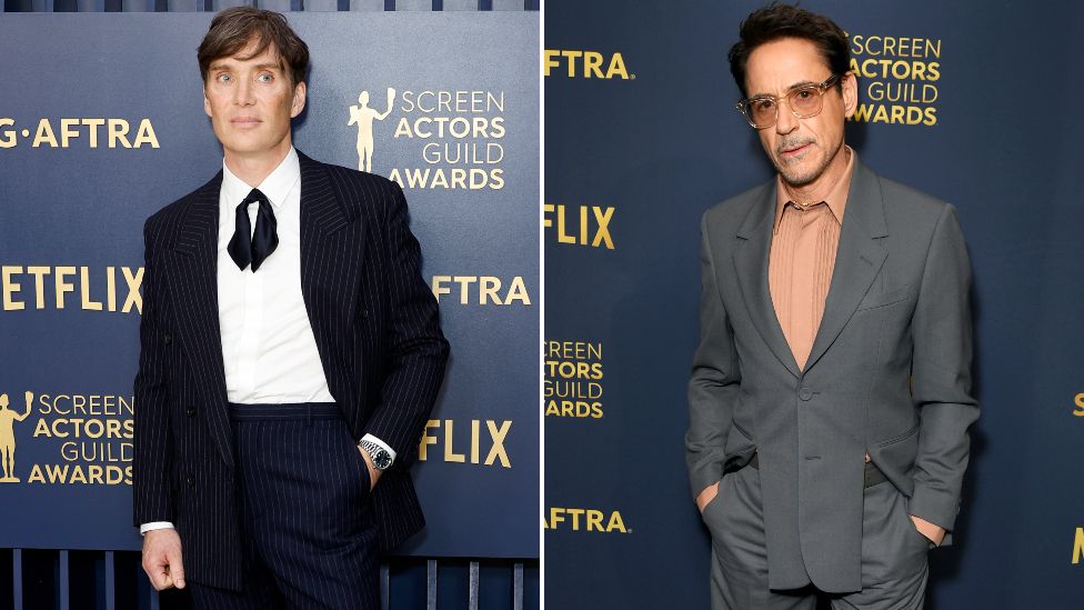 Cillian Murphy and Robert Downey Jr attends the 30th Annual Screen Actors Guild Awards at Shrine Auditorium and Expo Hall on February 24, 2024 in Los Angeles, California.