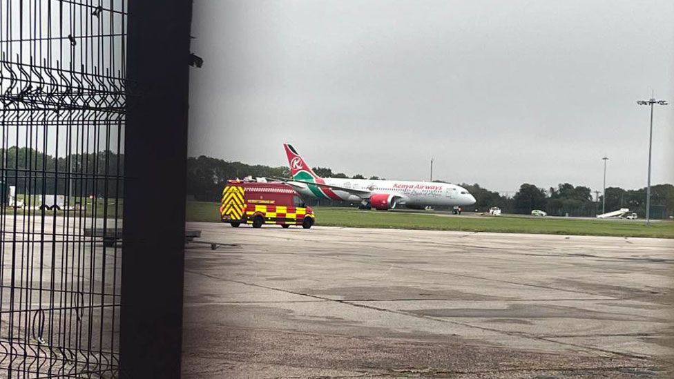 Kenya Airways plane, Stansted Airport