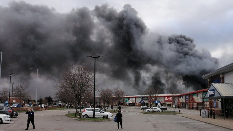 The smoke over the Westgate Retail Park