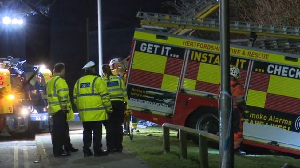 Pedestrian dies after being hit by fire engine in Royston - BBC News