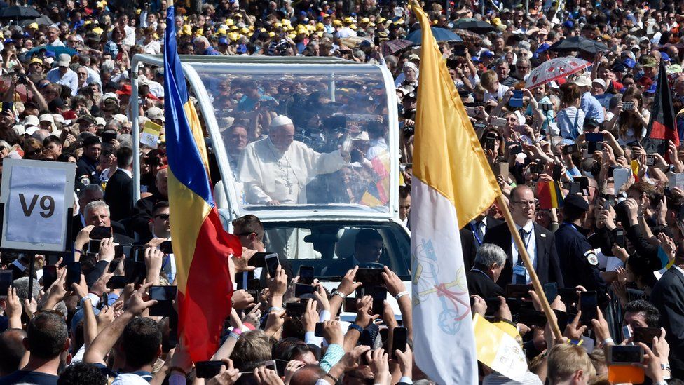 Pope Francis beatifies seven Greco-Catholic bishops at a ceremony in Romania