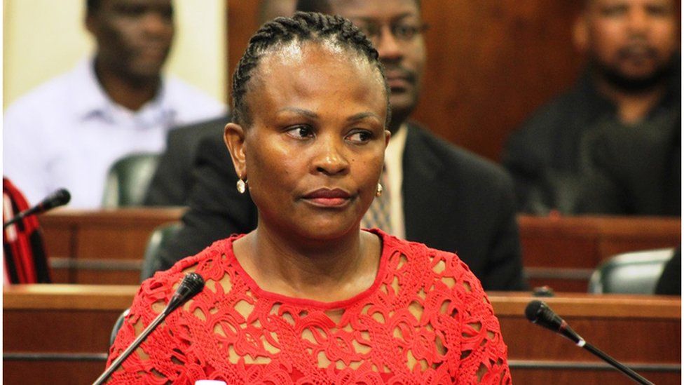 Ms Mkhwebane in the courtroom