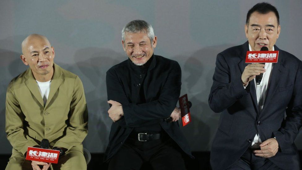 Directors Dante Lam Chiu-Yin, Hark Tsui and Chen Kaige attend 'The Battle at Lake Changjin' premiere
