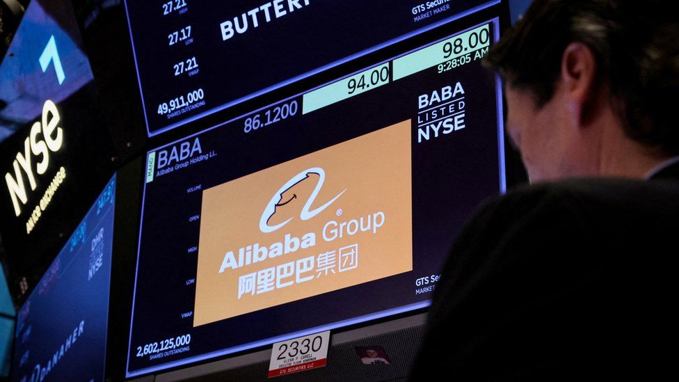 Alibaba shares trading on New York Stock Exchange.