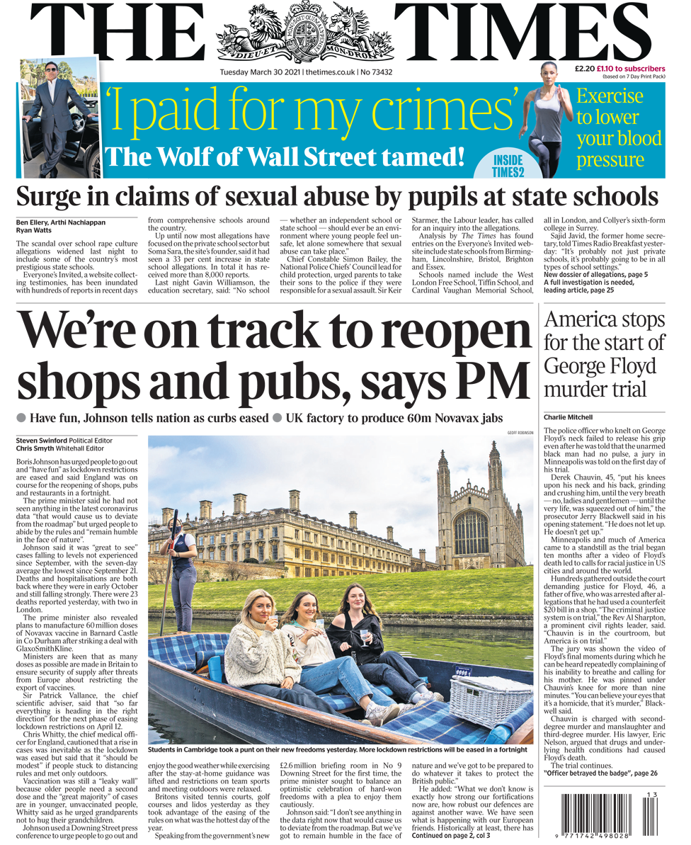 The Times front page
