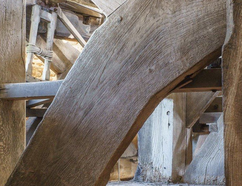 Oak frame for bells at Laxfield church