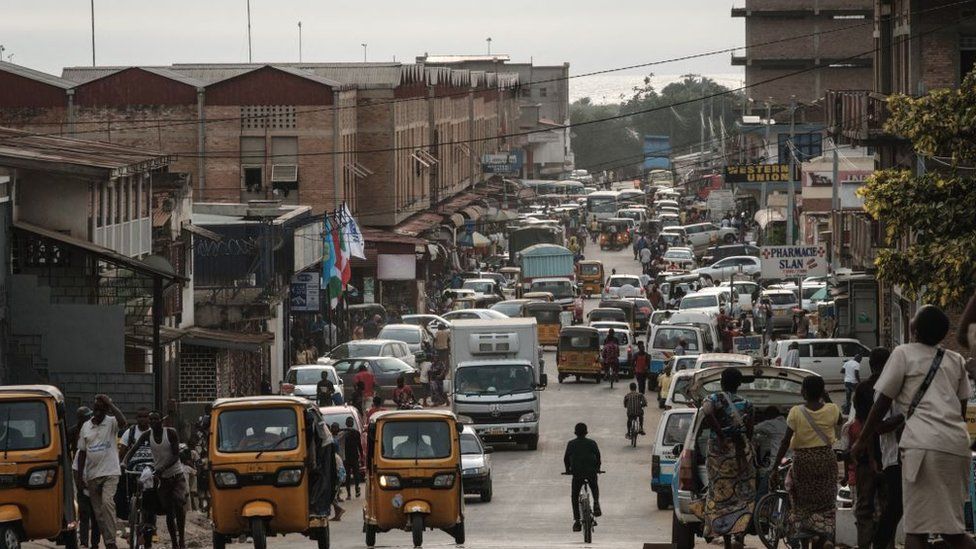 A general view of a street near the city market in Bujumbura, Burundi, on March 14, 2022