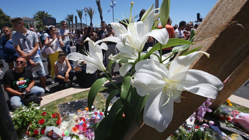 Floral tributes at scene