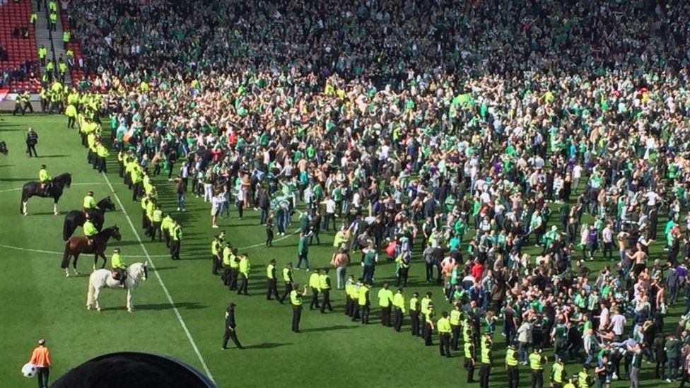 Pitch invasion at Hampden