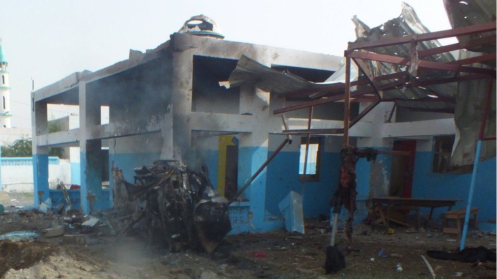 Hospital in Abs district, Yemen, after air strike by Saudi-led coalition (15 August)