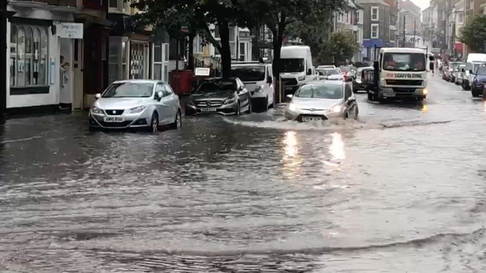 Flooded Aberystwyth