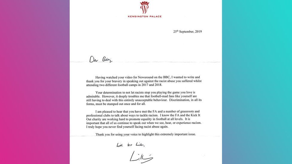 Prince William writes to Newsround reporter Balraj about racism in(02)
