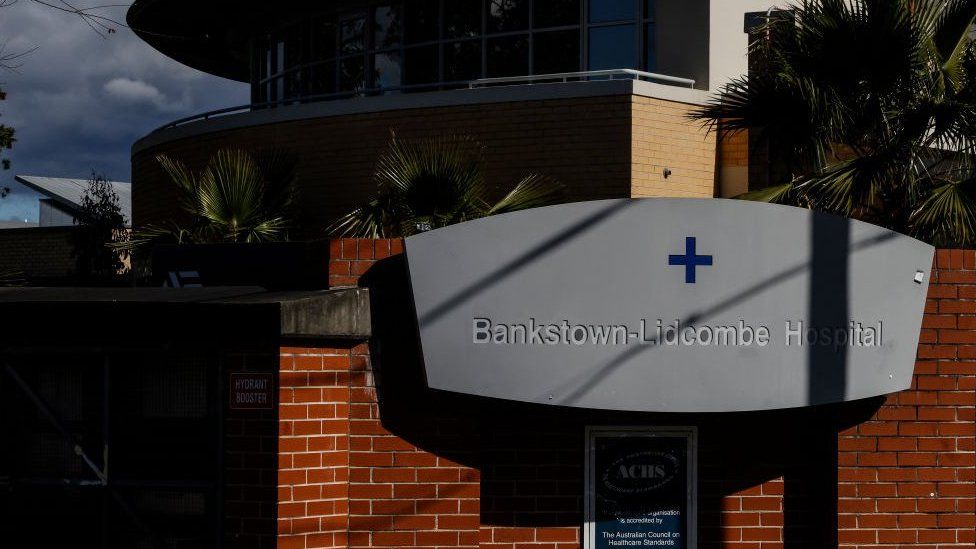 The entrance to Bankstown-Lidcombe hospital in Sydney