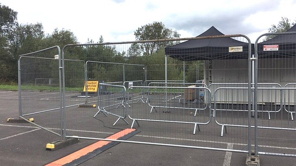 A mobile testing centre is being set up outside Caerphilly leisure centre
